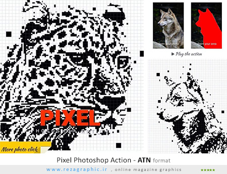 اکشن فتوشاپ تبدیل عکس به پیکسل - Pixel Photoshop Action